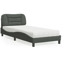 Bett mit Matratze – Dunkelgrau, 90x190 cm, Stoff – Stilvolles & bequemes Schlafambiente