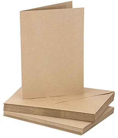 Recycling-Doppelkarten & Hüllen, A5 / C5, braun, je 20 Stück