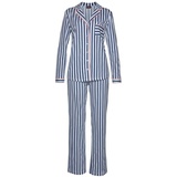 H.I.S. H.I.S Damen Pyjama dunkelblau-weiß-gestreift Gr.36/38