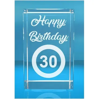 Dekofigur VIP-LASER 2D Glaskristall Verkehrszeichen Happy Birthday Dein, Hochwertige Geschenkbox, Made in Germany, Familienbetrieb