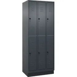 C+P Doppelstock-Spind Classic PLUS, Sockel, 3 Abteile, 1950x750x500mm, 7016/7016 Front RAL 7016 Anthrazitgrau