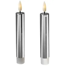 MARELIDA LED Stabkerzen 17 cm silber 2 St.