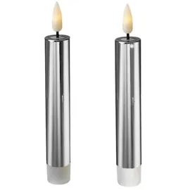 MARELIDA LED Stabkerzen 17 cm silber 2 St.