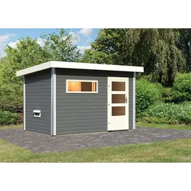 Karibu Saunahaus "Skrollan 1",terragrau,336 x 196 x 228 cm (B x T x H)