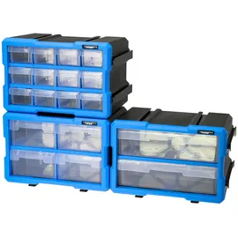 HMF Sortimentskasten Kunststoff 29,5 x 19,5 x 16 cm Blau/Schwarz