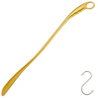 Wzyyee 66 cm langer Griff Schuhlöffel für Männer und Frauen, goldene Schuhlöffel, robuster Metall-Schuhlöffel für Senioren, goldfarben, X-Large - XL