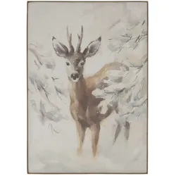 Chic Antique Winterliches Bild mit Rehmotiv, H77/L53/B3,5 cm, natur