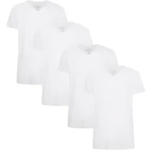Bamboo basics Herren T-Shirt VELO, 4er Pack - Unterhemd, V-Neck, Single Jersey, Weiß 2XL