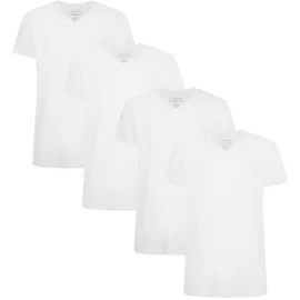 Bamboo basics Herren T-Shirt VELO, 4er Pack - Unterhemd, V-Neck, Single Jersey, Weiß 2XL