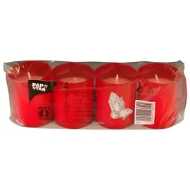 Papstar Grablichter Stundenbrenner Ø 5 cm 6,5 cm rot 4 St.