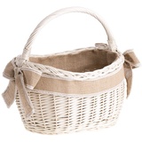 e-wicker24 Einkaufskorb aus Weide, retro Bügelkorb, Vintage Stil, Weidenkorb, oval (Jute 2)