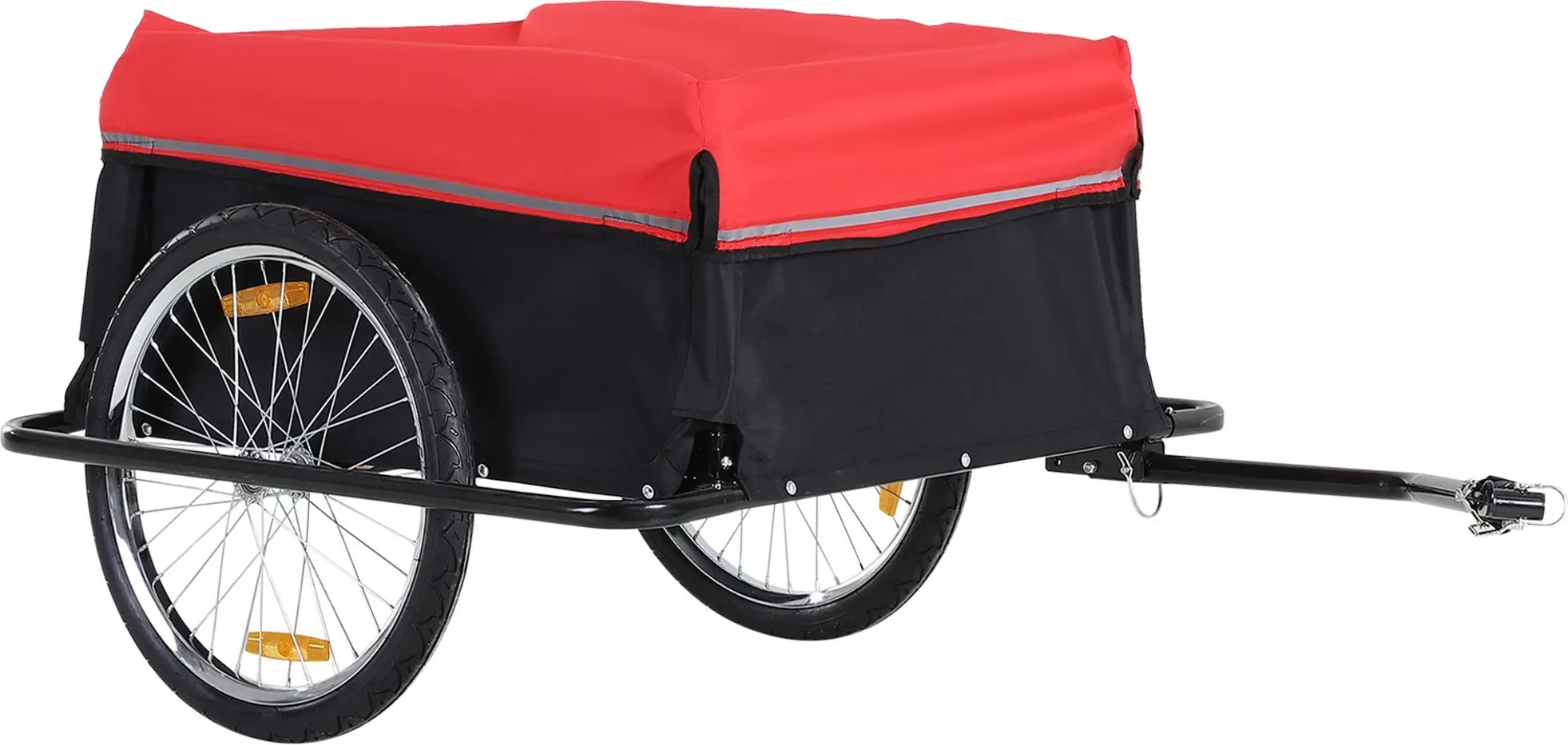 HOMCOM Lastenanhänger Transportanhänger 2-Rad Lasten-Fahrradanhänger Schwarz Rot, robust & vielseitig für Fahrradtouren   Aosom.de