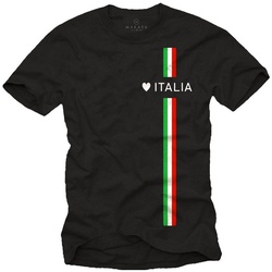 MAKAYA T-Shirt Herren Italia Herz Italienische Flagge Fahne Fußball Trikot Italien Jungs, Männer schwarz XXL