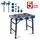 SCHEPPACH Werkbank MDF/Aluminium 848 x 600 x 85 mm blau 5-Fach höhenverstellbar