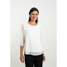 Seidel Moden SEIDEL MODEN, Damen, Gr. 38, weiß (sanftes weiß), Single Jersey, Obermaterial: 100% Polyester. Obermaterial 2: 95% Viskose, 5% Elasthan, unifarben, lässig geschnitten hüftbedeckend, Rundhals, Blusen Chiffonbluse, MADE IN GERMANY