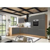 Respekta Winkelküche L-Form 370 cm Grau Artisan Eiche