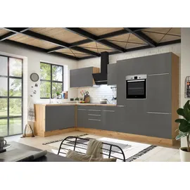 Respekta Winkelküche L-Form 370 cm Grau Artisan Eiche
