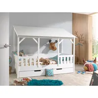 Vipack Kinderbett »Hausbett, aus MDF und Massivholz, Dach schwarz