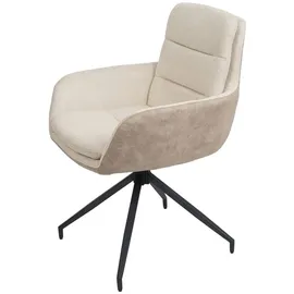 Mendler 6er-Set Esszimmerstuhl HWC-K32, Küchenstuhl Lehnstuhl Stuhl, drehbar Auto-Position, Stoff MVG creme-beige - Beige
