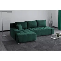 Beautysofa Ecksofa Ecksofa Sofa DRACO mit Schlaffunktion, Bettkasten Couch Wohnzimmer grün