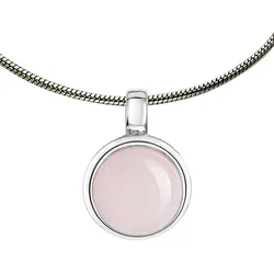 Zeeme Gemstones Halskette 925 Sterling Silber rhodiniert mit echtem Rosenquarz 12mm