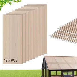 Vevor 12x Doppelstegplatten 6 mm 152x61 cm Hohlkammerplatten Zuschneidbar Polycarbonatplatten UV-beständig Gewächshausplatten Wetterfest