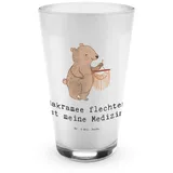 Mr. & Mrs. Panda Glas Bär Makramee - Transparent - Geschenk, Latte Macchiato, Sportart, Cap, Premium Glas, Einzigartige Designs