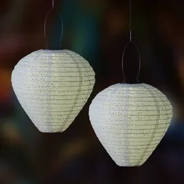 MARELIDA LED Solar Lampion Ballon mit Blumenmuster D: 30cm 2 Stück