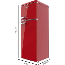Cecotec Bolero CoolMarket 2D Origin 215 Retro-Kühl-Gefrierkombination (215 l, 1482 mm hoch, Red)