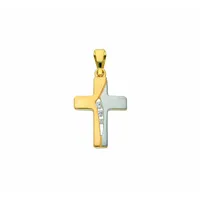 Kreuzkette ADELIA ́S "Halskette - Kreuzkette mit Kreuz Anhänger mit Zirkonia aus 585", gold, Halsketten, Damen, Gelbgold 585 Gold, Gelbgold 585, Gold, Kreuzkette, Schmuckset mit bis 45 cm stufenlos verstellbarer 925 Silber Halskette