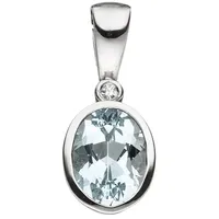 Schmuck Krone Kettenanhänger Anhänger, Aquamarin & Diamant, 585 Weißgold, Gold 585 silberfarben