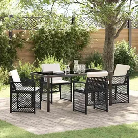 vidaXL Garten Essgruppe 5 pcs Schwarz Poly Rattan