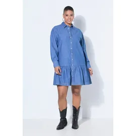Studio Untold Damen große Größen Übergrößen Plus Size Jeanskleid, Oversized, Saumvolant, weiter Langarm Blue Denim 46+ 848736902-46+ - 46-48