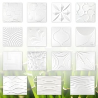 3D Wandpaneele, Zuckerrohr- & Bambusfaser weiß - 100% Natur Paneele Wandverkleidung (50x50cm MAVIS, 1 Platte), Wandverkleidung, Wandpaneele, Deckenplatten