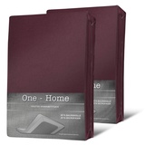 one-home 2er Pack Frottee Spannbettlaken Spannbetttuch 90x200 140x200 180x200 Baumwolle, Farbe:Bordeaux, Größe:180x200 cm - 200x200 cm