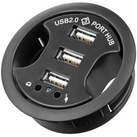Goobay 93894 Schnittstellen-Hub USB 2.0 Hi-Speed Einbau-HUB/Verteiler + Audio
