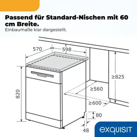 Exquisit GSP59114-451D Geschirrspüler (freistehend, 598 mm, Silber)