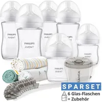 Philips Avent, Babyflasche, Premium Glas-Flaschen-Set Natural 11-tlg. (240 ml)