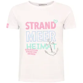 Zwillingsherz T-Shirt "Strand Meer Heimat" maritimer Stickerei, Pailletten, Kurzarm, Rundhalsausschnitt weiß LXL (L/XL)