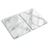 Tulup Schneidebrett-Set Glas/Marmor 2-tlg. 40 x 52 cm Weiß