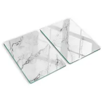Tulup Schneidebrett-Set Glas/Marmor 2-tlg. 40 x 52 cm Weiß