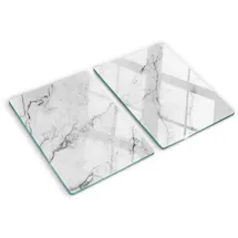 Tulup Schneidebrett-Set Glas/Marmor 2-tlg. 40 x 52 cm Weiß