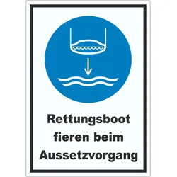 Rettungsboot fieren beim Aussetzvorgang Aufkleber A3 (297x420mm)