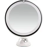 10-facher Vergrößerungsspiegel, Led-beleuchteter Schminkspiegel, 360° Drehbarer Wandspiegel Mit Saugnapf, Ideal Zum Rasieren Und Schminken, Weiß