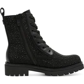 Marco Tozzi Damen Stiefeletten zum Schnüren mit Reißverschluss Glitzerdetails, Schwarz (Black Glitter), 40 EU