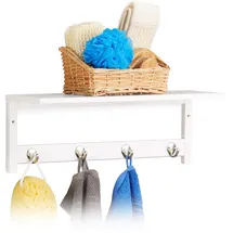 Relaxdays Wandregal mit 4 Haken Weiß