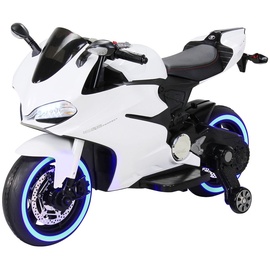 Actionbikes Motors Kindermotorrad 1299SS, Elektromotorrad, Soft-Start, LED-Leuchten, Soundmodul, Stoßdämpfer, 70 Watt (Weiß)