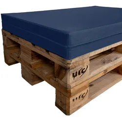 TexDeko Palettenkissen für Europalette 120x80x12cm Wasser-& Schmutzabweisend, abnehmbarer Bezug mit Reißverschluss, waschbar (Blau)