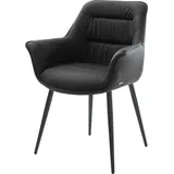 DELIFE Polsterstuhl Kaira-Flex, 4-Fuß konisch Schwarz Echt-Leder Schwarz schwarz 65 cm x 83 cm x 61 cm