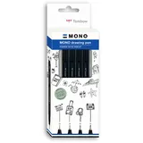 Tombow Fineliner MONO drawing pen, Bold Set, Pigmenttinte, Wasser- und Lichtresistent, zum Illustrieren und Zeichnen, schwarz, 4